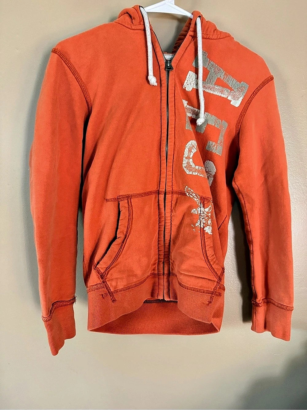 American Eagle Outfitters AER Orange Full Zip Hoodie XS Y2K